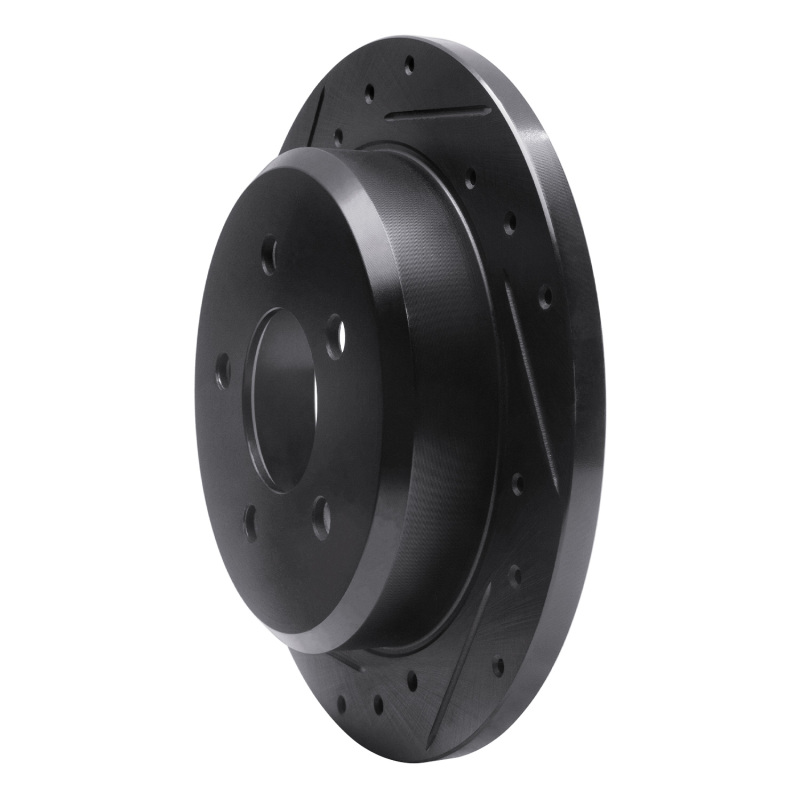 Ford Crown Victoria Brake Rotor (1) - Rear Left - R1 Concepts - Drilled & Slotted - Black - `96-`02